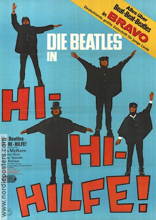 Help! 1965 movie poster Beatles John Lennon Paul McCartney George Harrison Richard Lester Rock and pop