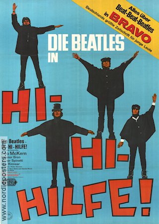 Help! 1965 movie poster Beatles John Lennon Paul McCartney George Harrison Richard Lester Rock and pop Musicals