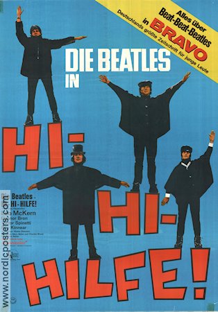 Help! 1965 movie poster Beatles John Lennon Paul McCartney George Harrison Richard Lester Rock and pop Musicals