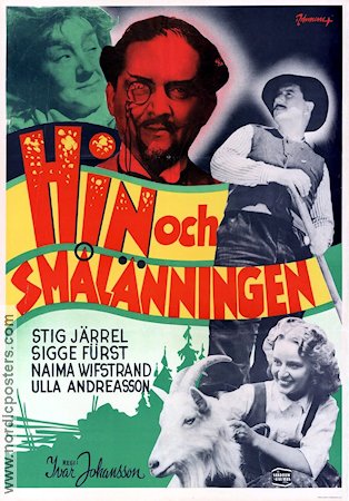 Hin och Smålänningen 1949 poster Stig Järrel Sigge Fürst Naima Wifstrand Ulla Andreasson Ivar Johansson Eric Rohman art Religion