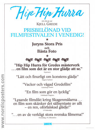 Hip Hip Hurra! 1987 movie poster Stellan Skarsgård Lene Bröndum Pia Vieth Kjell Grede Beach Denmark