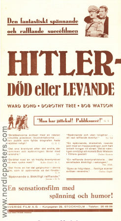 Hitler död eller levande 1942 poster Ward Bond Dorothy Tree Warren Hymer Nick Grinde Hitta mer: Nazi