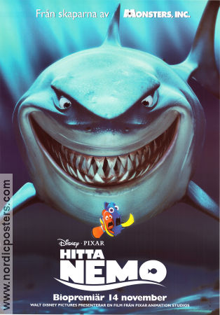 Finding Nemo 2003 movie poster Albert Brooks Andrew Stanton Production: Pixar Animation Fish and shark