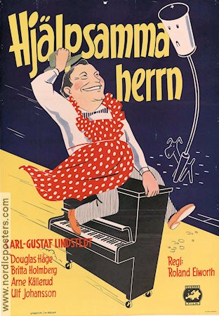 Hjälpsamma herrn 1954 movie poster Carl-Gustaf Lindstedt Britta Holmberg Douglas Håge Robert Brandt