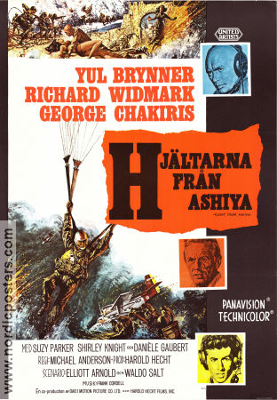 Hjältarna från Ashiya 1964 poster Yul Brynner Richard Widmark George Chakiris Michael Anderson Fallskärm