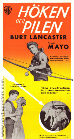 Höken och pilen 1950 poster Burt Lancaster Virginia Mayo Robert Douglas Jacques Tourneur Äventyr matinée