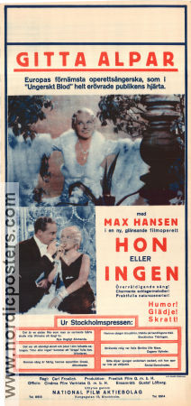 Die oder keine 1932 movie poster Gitta Alpar Max Hansen Carl Froelich