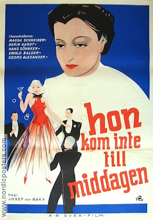 Hon kom inte till middagen 1940 movie poster Magda Schneider Karin Hardt Hans Söhnker