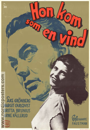 Hon kom som en vind 1952 poster Åke Grönberg Margit Carlqvist Britta Brunius Hampe Faustman