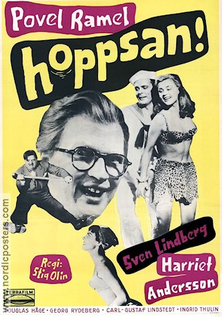 Hoppsan 1955 movie poster Povel Ramel Sven Lindberg Harriet Andersson Stig Olin