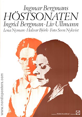 Autumn Sonata 1978 movie poster Ingrid Bergman Liv Ullmann Ingmar Bergman Photo: Sven Nykvist Artistic posters