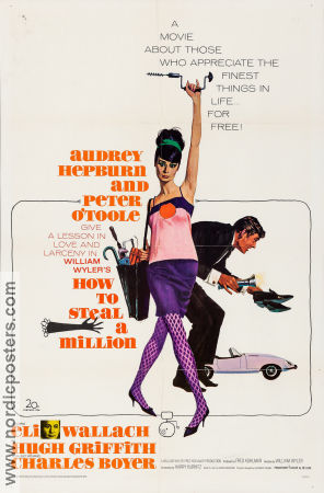 How to Steal a Million 1966 movie poster Audrey Hepburn Peter O´Toole William Wyler Poster artwork: Robert E McGinnis Money Cars and racing