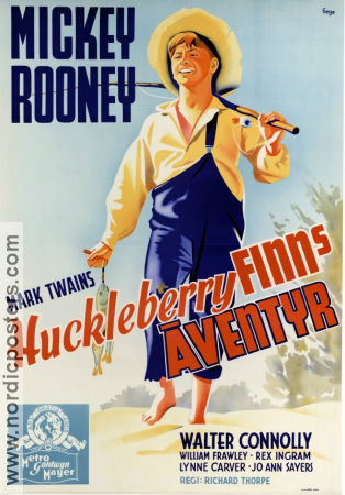 The Adventures of Huckleberry Finn 1939 movie poster Mickey Rooney Walter Connolly William Frawley Richard Thorpe
