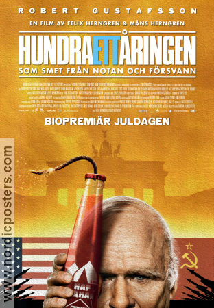 Hundraettåringen som smet från notan 2016 movie poster Robert Gustafsson Iwar Wiklander Felix Herngren