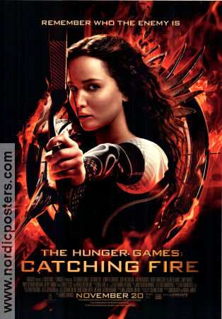 The Hunger Games Catching Fire 2013 movie poster Jennifer Lawrence Josh Hutcherson Liam Hemsworth Francis Lawrence