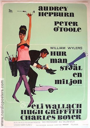 How to Steal a Million 1966 movie poster Audrey Hepburn Peter O´Toole William Wyler Poster artwork: Robert E McGinnis Money Cars and racing