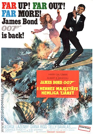 On Her Majesty´s Secret Service 1969 movie poster George Lazenby Telly Savalas Diana Rigg Peter Hunt Mountains Winter sports