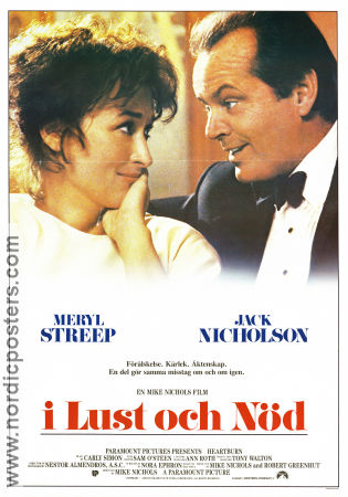 Heartburn 1986 movie poster Meryl Streep Jack Nicholson Mike Nichols Writer: Nora Ephron