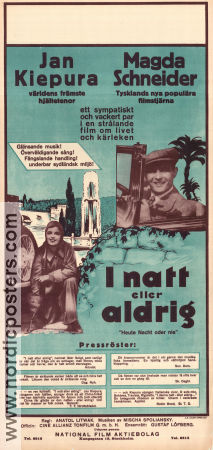 heute Nacht oder nie 1932 movie poster Jan Kiepura Magda Schneider Anatole Litvak