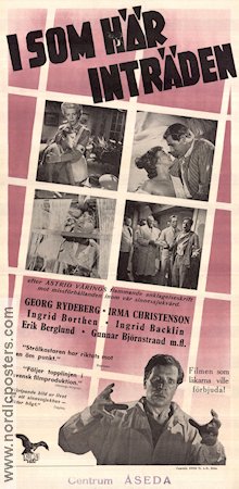 I som här inträden 1945 movie poster Georg Rydeberg Irma Christenson Ingrid Borthen Arne Mattsson Medicine and hospital