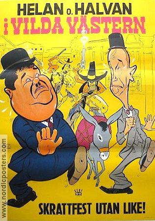 I vilda västern 1970 movie poster Laurel and Hardy Helan och Halvan Oliver Hardy Stan Laurel
