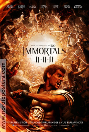 Immortals 2011 movie poster Henry Cavill Mickey Rourke John Hurt Kellan Lutz Tarsem Singh Sword and sandal