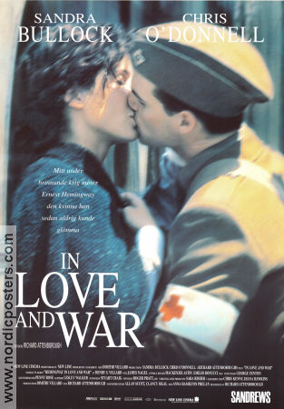 In Love and War 1996 poster Sandra Bullock Chris O´Donnell Richard Attenborough Romantik Krig Medicin och sjukhus