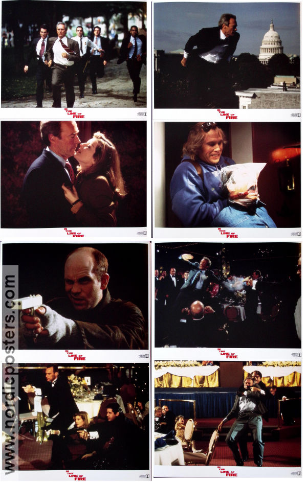 In the Line of Fire 1993 lobby card set Clint Eastwood John Malkovich Rene Russo Wolfgang Petersen Guns weapons