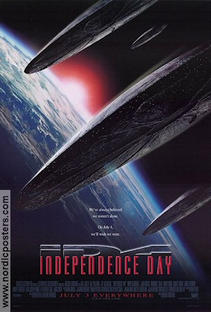 Independence Day 1996 movie poster Will Smith Bill Pullman Jeff Goldblum Roland Emmerich Spaceships