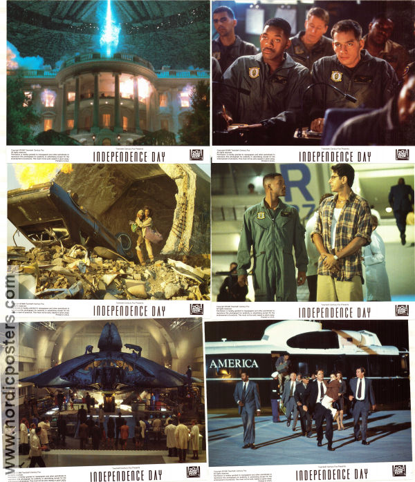 Independence Day 1996 lobbykort Will Smith Bill Pullman Jeff Goldblum Roland Emmerich Rymdskepp