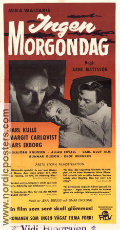 Ingen morgondag 1957 movie poster Jarl Kulle Margit Carlqvist Lars Ekborg Arne Mattsson