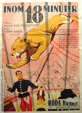 18 Minutes 1936 movie poster Gregory Ratoff Monty Banks Circus Cats Eric Rohman art