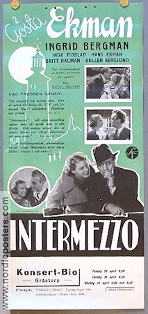 Intermezzo 1936 movie poster Ingrid Bergman Gösta Ekman Inga Tidblad Gustav Molander