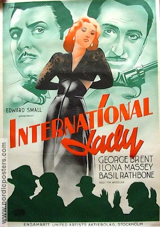 International Lady 1941 movie poster George Brent Ilona Massey Basil Rathbone Eric Rohman art