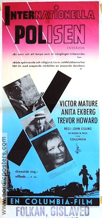 Interpol 1957 movie poster Anita Ekberg Victor Mature Police and thieves