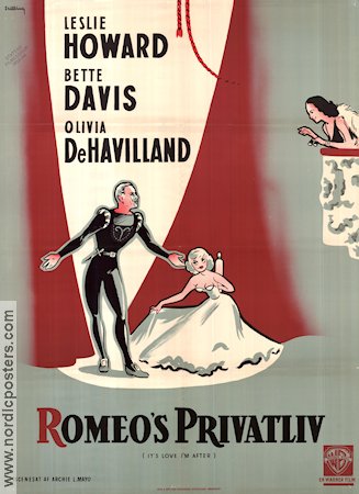 It´s Love I´m After 1953 movie poster Leslie Howard Bette Davis Olivia de Havilland