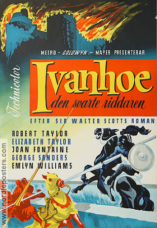 Ivanhoe 1952 movie poster Robert Taylor Elizabeth Taylor Joan Fontaine Richard Thorpe