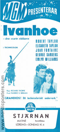 Ivanhoe 1952 movie poster Robert Taylor Elizabeth Taylor Joan Fontaine Richard Thorpe