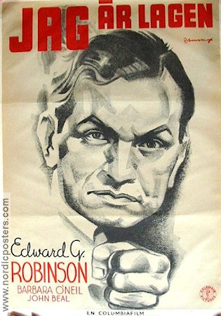 I Am the Law 1938 movie poster Edward G Robinson Barbara O´Neil John Beal Alexander Hall Eric Rohman art