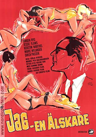 Jag en älskare 1966 movie poster Jörgen Ryg Jessie Flaws Dirch Passer Börje Nyberg Denmark Ladies