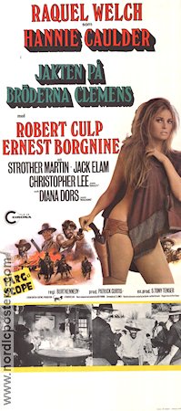 Jakten på bröderna Clemens 1971 poster Raquel Welch Ernest Borgnine Christopher Lee Burt Kennedy