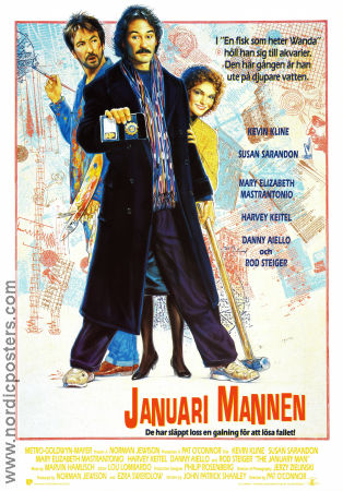 The January Man 1989 movie poster Kevin Kline Susan Sarandon Alan Rickman Pat O´Connor