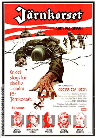 Cross of Iron 1977 movie poster James Coburn Senta Berger Sam Peckinpah Poster artwork: Robert Tanenbaum War Find more: Nazi