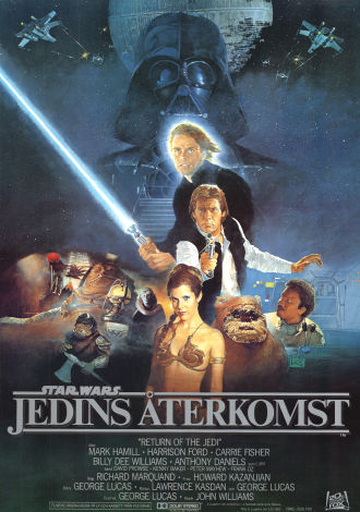 Return of the Jedi 1983 movie poster Mark Hamill Harrison Ford Carrie Fisher George Lucas Poster artwork: Kazuhiko Sano Find more: Star Wars