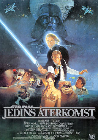 Return of the Jedi 1983 movie poster Mark Hamill Harrison Ford Carrie Fisher George Lucas Poster artwork: Kazuhiko Sano Find more: Star Wars