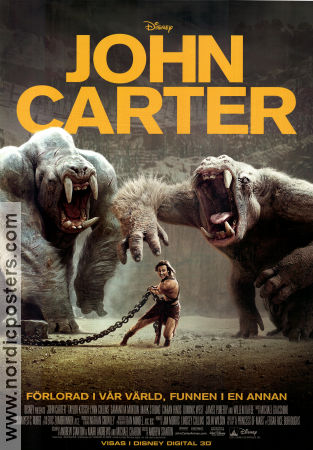 John Carter 2012 movie poster Taylor Kitsch Lynn Collins Willem Dafoe Andrew Stanton From comics