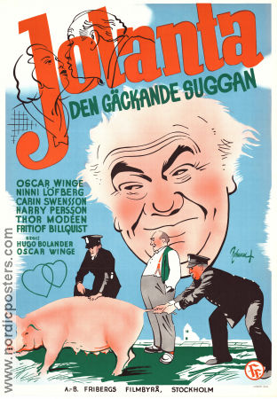 Jolanta den gäckande suggan 1945 movie poster Thor Modéen Carin Swensson Harry Persson Hugo Bolander Eric Rohman art