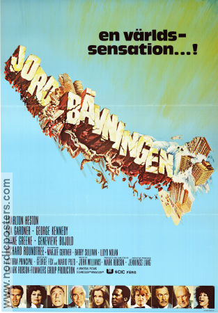 Jordbävningen 1974 poster Charlton Heston Ava Gardner George Kennedy Lorne Greene Victoria Principal Mark Robson