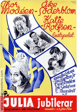 Julia jubilerar 1938 movie poster Katie Rolfsen Thor Modéen Åke Söderblom Katie Rolfsen Lau Lauritzen