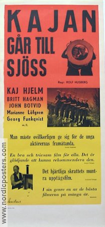 Kajan går till sjöss 1943 movie poster Kaj Hjelm John Botvid Georg Funkquist Marianne Löfgren Rolf Husberg Ships and navy